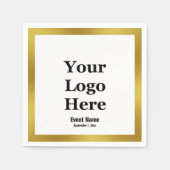 ビジネス白黒および金ゴールドイベント名日付 スタンダードカクテルナプキン (正面)