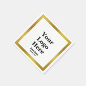 ビジネス白黒および金ゴールドイベント名日付 スタンダードカクテルナプキン (角)