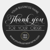 ビジネス白黒お礼のご注文 |ロゴの追加 ラウンドシール (正面)