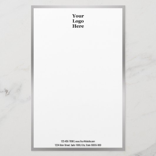 ビジネス白黒とシルバーロゴはこちら 便箋 (正面)