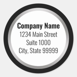 ビジネス白黒とシルバー差出人住所 ラウンドシール