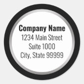 ビジネス白黒とシルバー差出人住所 ラウンドシール (正面)