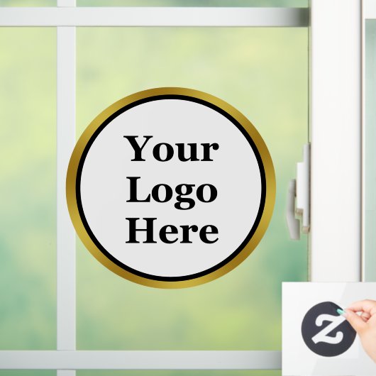 ビジネス白黒と金ゴールドあなたのロゴテンプレート ウィンドウサイン (ホーム)