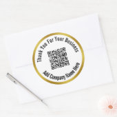 ビジネス白黒と金ゴールドありがとうQRコード ラウンドシール (封筒)