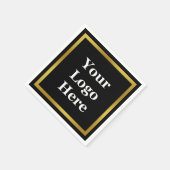 ビジネス白黒と金ゴールドのロゴはこちら スタンダードカクテルナプキン (角)