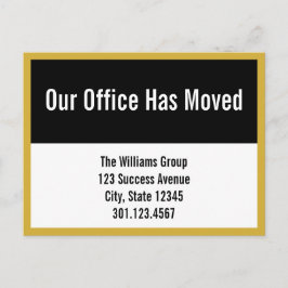 ビジネス白黒と金ゴールドの移行のお知らせ 案内ポストカード