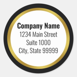 ビジネス白黒と金ゴールドエレガント差出人住所 ラウンドシール