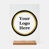 ビジネス白黒と金ゴールドロゴテンプレート アクリルサイン (正面)