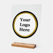 ビジネス白黒と金ゴールドロゴテンプレート アクリルサイン (傾斜)