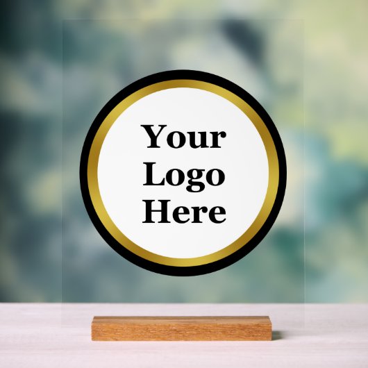 ビジネス白黒と金ゴールドロゴテンプレート アクリルサイン (ニュートラル)