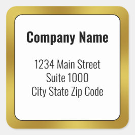 ビジネス白黒と金ゴールド差出人住所 スクエアシール