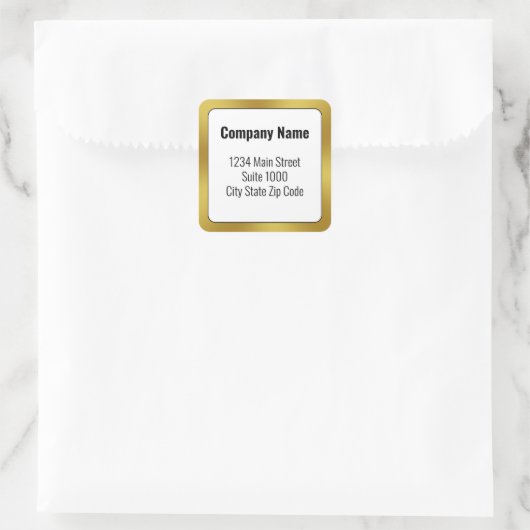 ビジネス白黒と金ゴールド差出人住所 スクエアシール (バッグ)