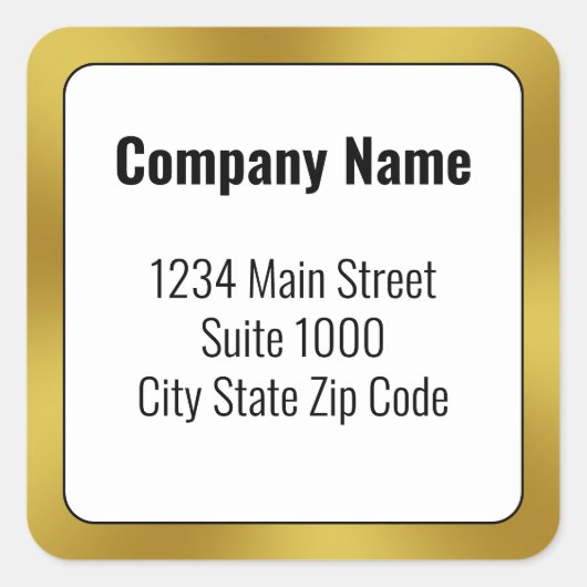 ビジネス白黒と金ゴールド差出人住所 スクエアシール (正面)