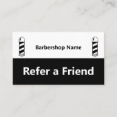 ビジネス白黒のバーバーショップフレンドを参照 紹介カード (正面)
