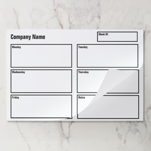 ビジネス白黒ウィークリープランナーテンプレート ペーパーパッド (折り畳み)