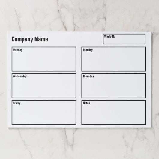 ビジネス白黒ウィークリープランナーテンプレート ペーパーパッド (正面)