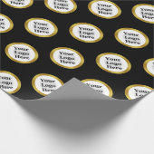 ビジネス白黒エレガント金ゴールドここにロゴ ラッピングペーパー (角)