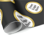 ビジネス白黒エレガント金ゴールドここにロゴ ラッピングペーパー (ロールコーナー)