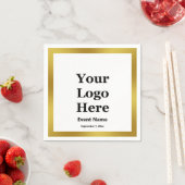 ビジネス白黒エレガント金ゴールドイベント名日付 スタンダードカクテルナプキン (インサイチュ)