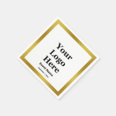 ビジネス白黒エレガント金ゴールドイベント名日付 スタンダードカクテルナプキン (角)