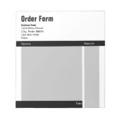 ビジネス白黒グレー注文型枠テンプレート ノートパッド (正面)