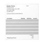 ビジネス白黒ライトグレーオーダー型枠 ノートパッド (正面)