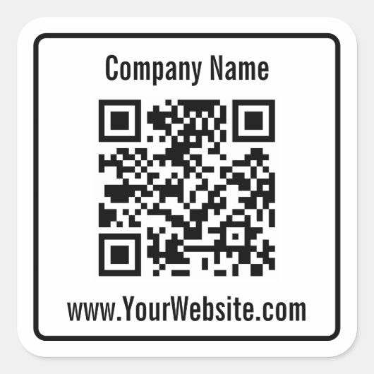 ビジネス白黒会社名QRコードテンプレート スクエアシール (正面)