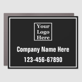 ビジネス白黒社名番号ロゴ カーマグネット