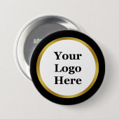 ビジネス白黒金ゴールドロゴはこちらテンプレート 缶バッジ (正面&裏面)