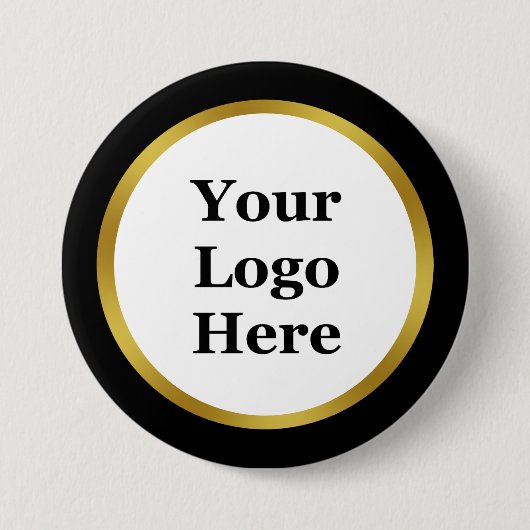 ビジネス白黒金ゴールドロゴはこちらテンプレート 缶バッジ (正面)