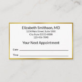 ビジネス白黒金ゴールドDoctor Office Your Next 予約カード (正面)