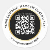 ビジネス白黒金ゴールドWebサイトQRコード出荷 ラウンドシール (正面)