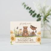 ビジネス秋のバックタイム変更リマインダーポストカード ポストカード (スタンド正面)