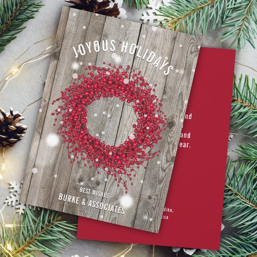 ビジネス素朴ウィンターベリーウッドパーソナライズされた シーズンカード