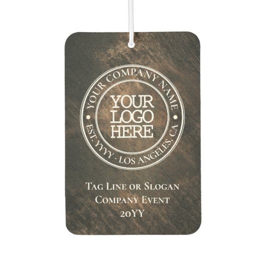 ビジネス素朴ウッドホワイトメダリオンロゴ追加 カーエアーフレッシュナー (正面)