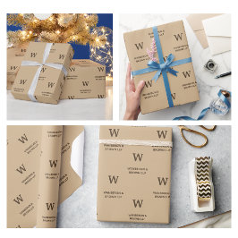 ビジネス素朴エレガントモノグラムブラウン ラッピングペーパー