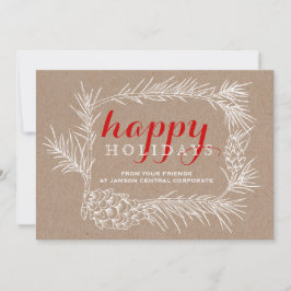 ビジネス素朴モミのブランチ&コーンフレームクリスマス シーズンカード