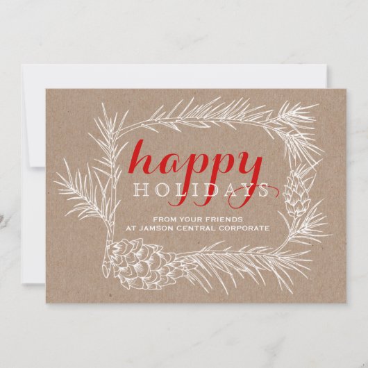 ビジネス素朴モミのブランチ&コーンフレームクリスマス シーズンカード (正面)