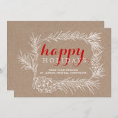 ビジネス素朴モミのブランチ&コーンフレームクリスマス シーズンカード (正面/裏面)