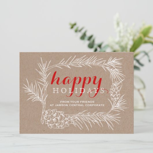 ビジネス素朴モミのブランチ&コーンフレームクリスマス シーズンカード (スタンド正面)