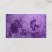 ビジネス紫色のヴィンテージの花柄の質 名刺 (裏面)