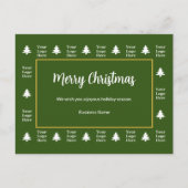 ビジネス緑の白いクリスマスツリーロゴ シーズンポストカード (正面)
