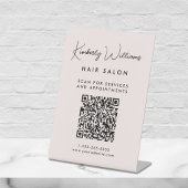 ビジネス署名スクリプトQRコードピンク 台座サイン