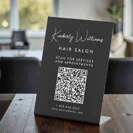 ビジネス署名スクリプトQRコードブラック 台座サイン