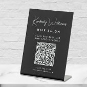 ビジネス署名スクリプトQRコードブラック 台座サイン