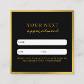 ビジネス美しいアポイントメントカードブラック金ゴールド スクエア名刺 (正面)