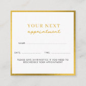 ビジネス美しいアポイントメントカードホワイト金ゴールド スクエア名刺 (正面)