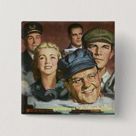 ビジネス職業,ヴィンテージ愛国心 缶バッジ (正面)