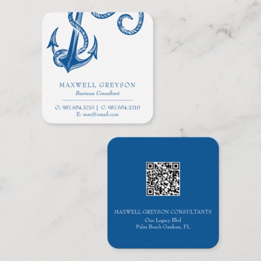 ビジネス航海のカードネイビーブルーいかり エンクロージャーカード (正面/裏面)