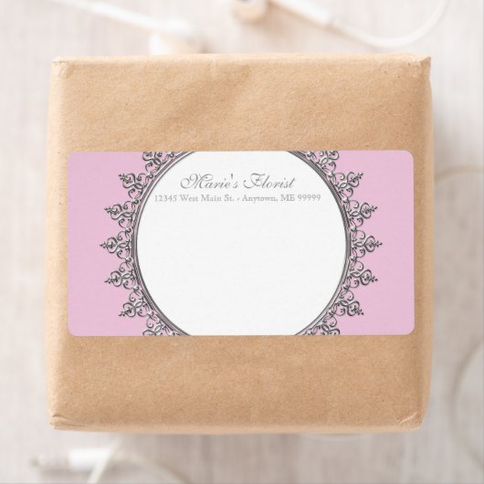 ビジネス船積みのクラシックなバロック式の渦巻の円 ラベル (インサイチュ)